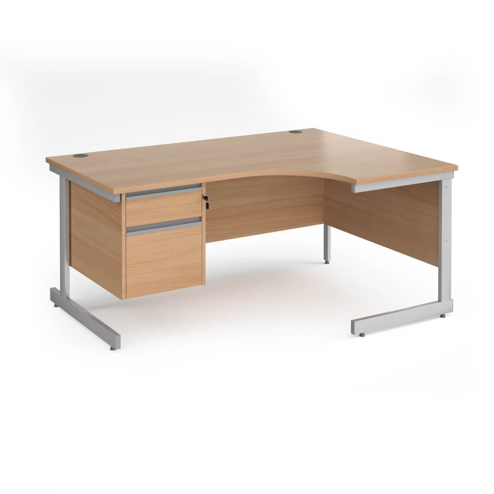 Contract 25 Cantilever Leg RH Ergonomic Desk with 2 Drawer Pedestal