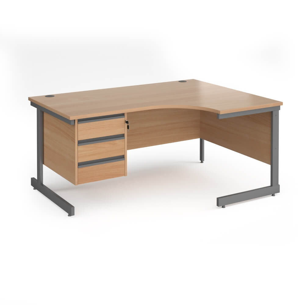 Contract 25 Cantilever Leg RH Ergonomic Desk with 3 Drawer Pedestal