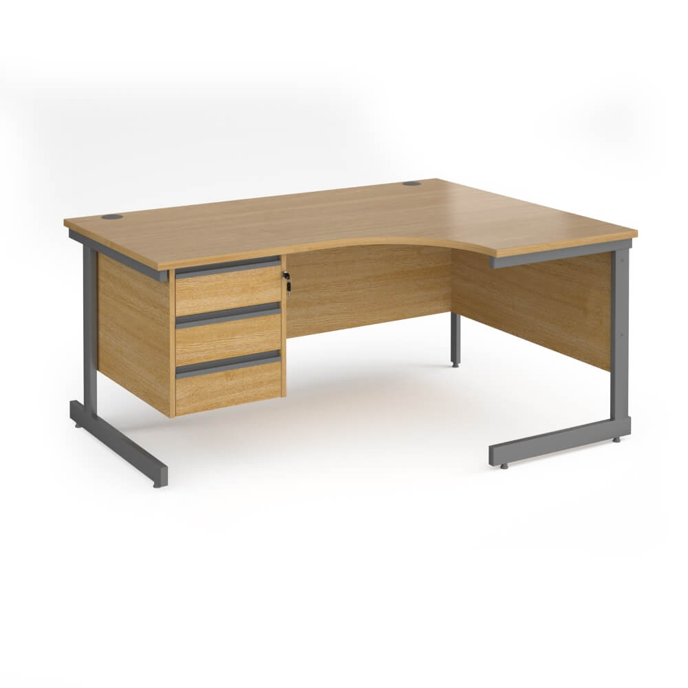 Contract 25 Cantilever Leg RH Ergonomic Desk with 3 Drawer Pedestal