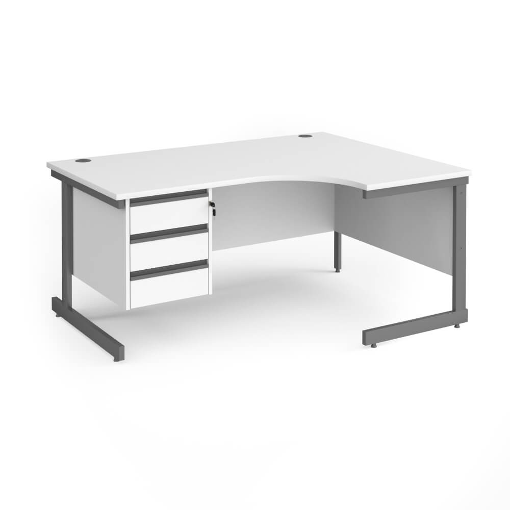 Contract 25 Cantilever Leg RH Ergonomic Desk with 3 Drawer Pedestal