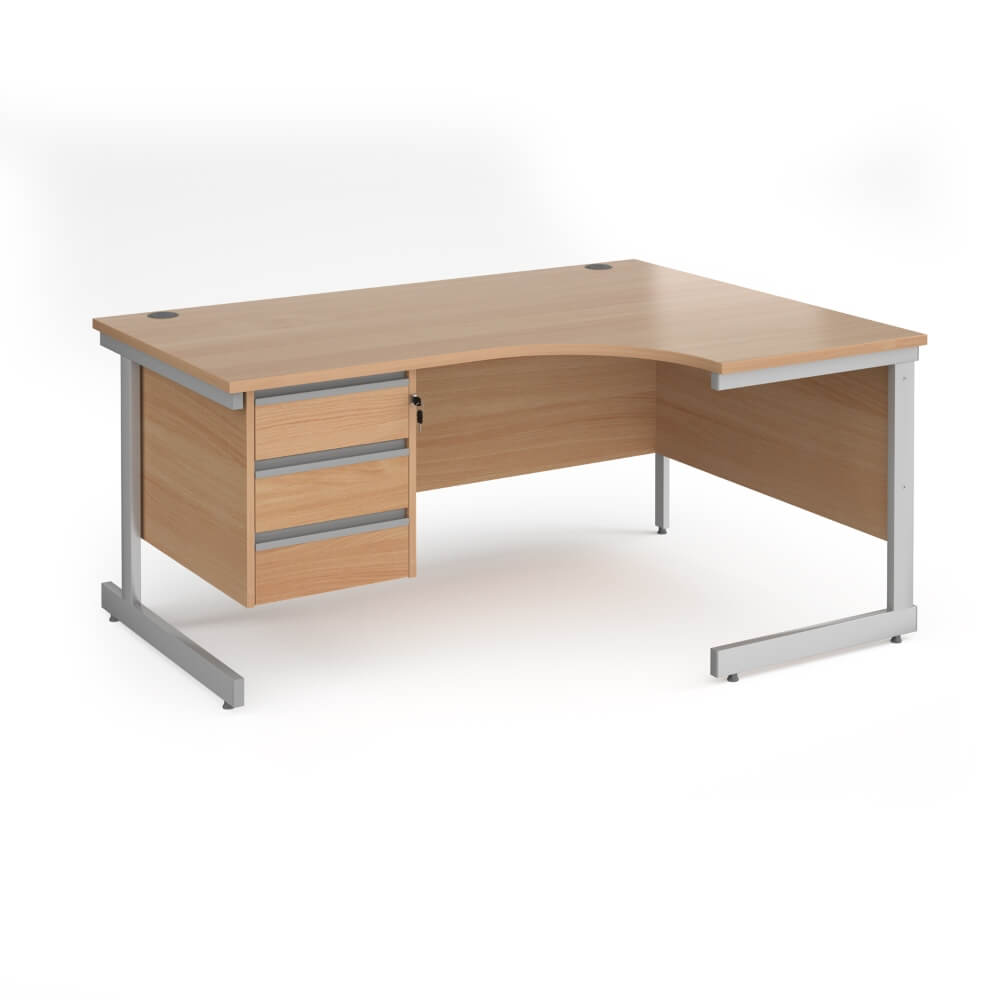 Contract 25 Cantilever Leg RH Ergonomic Desk with 3 Drawer Pedestal