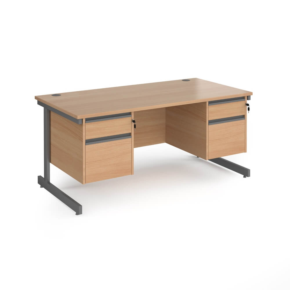 Contract 25 Cantilever Leg Straight Desk with 2 x 2 Drawer Pedestal