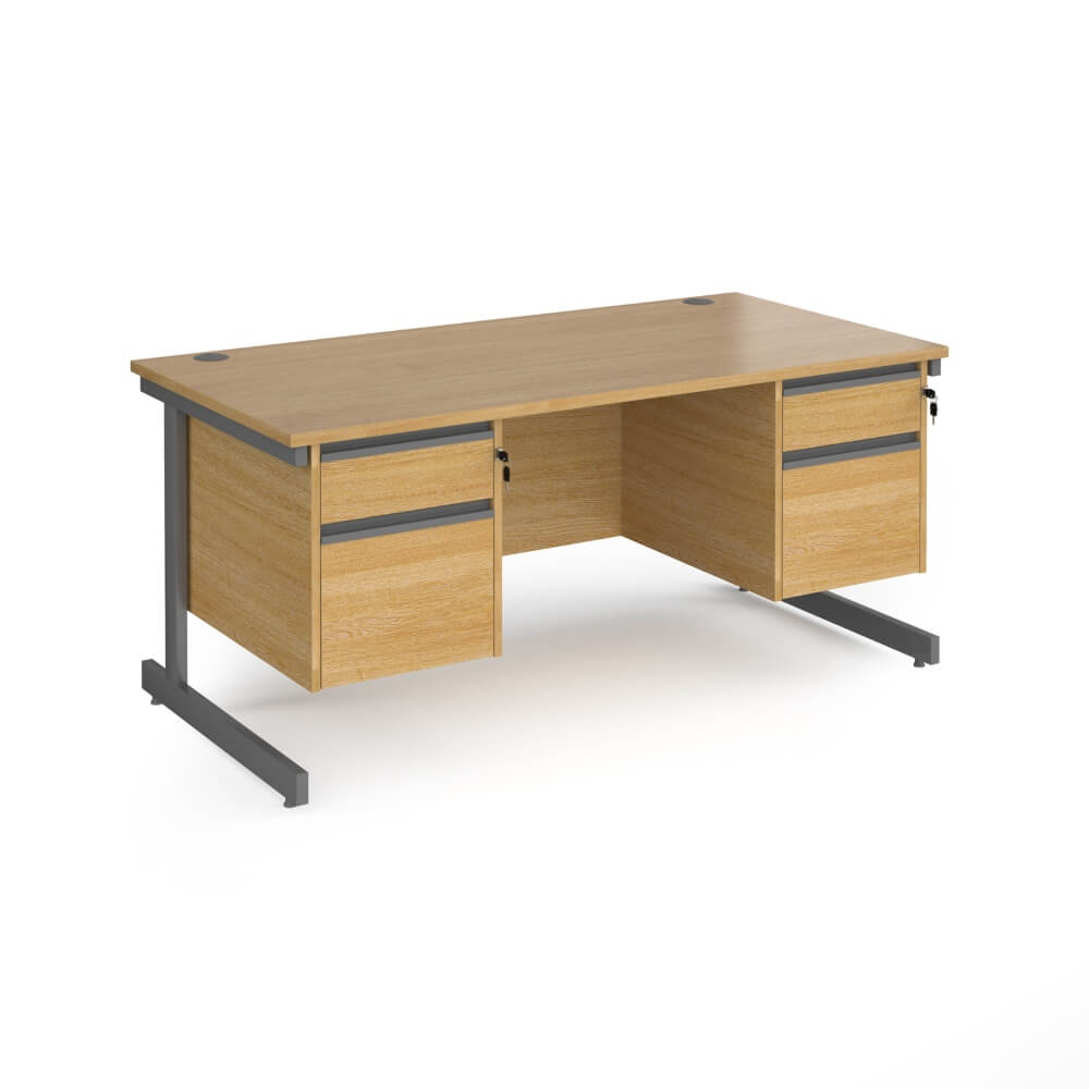 Contract 25 Cantilever Leg Straight Desk with 2 x 2 Drawer Pedestal