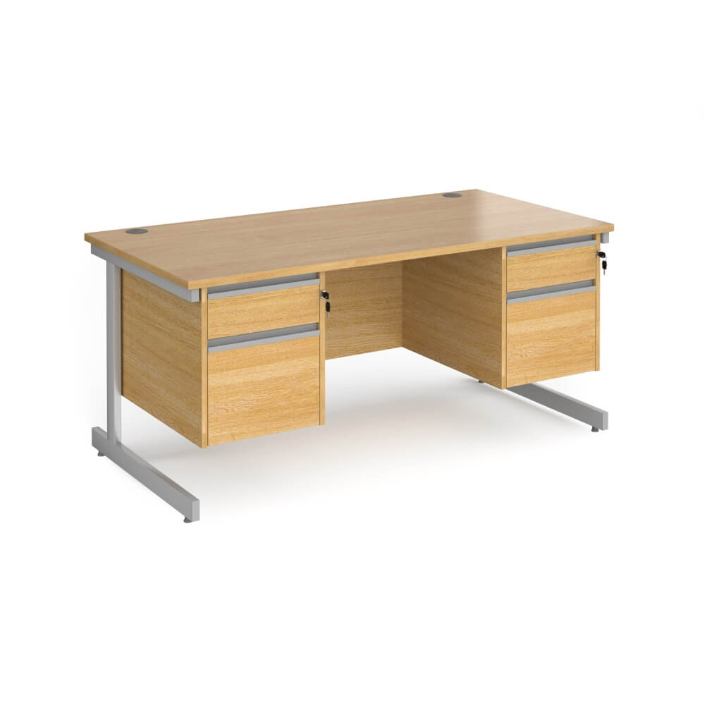 Contract 25 Cantilever Leg Straight Desk with 2 x 2 Drawer Pedestal