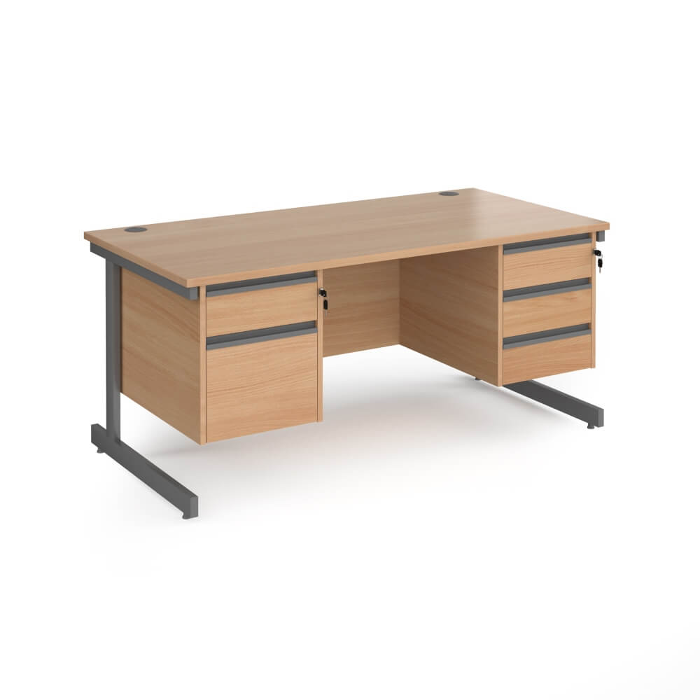 Contract 25 Cantilever Leg Straight Desk with 2 and 3 Drawer Pedestal