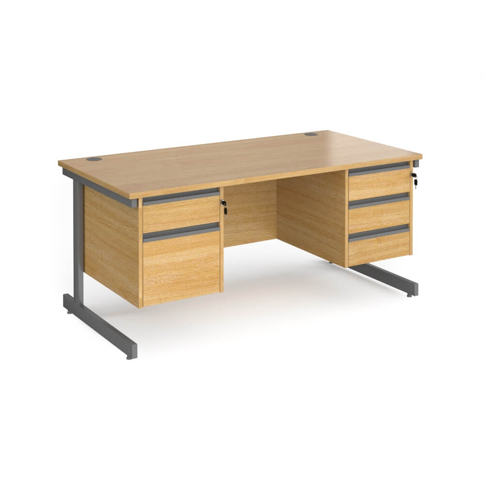 Contract 25 Cantilever Leg Straight Desk with 2 and 3 Drawer Pedestal