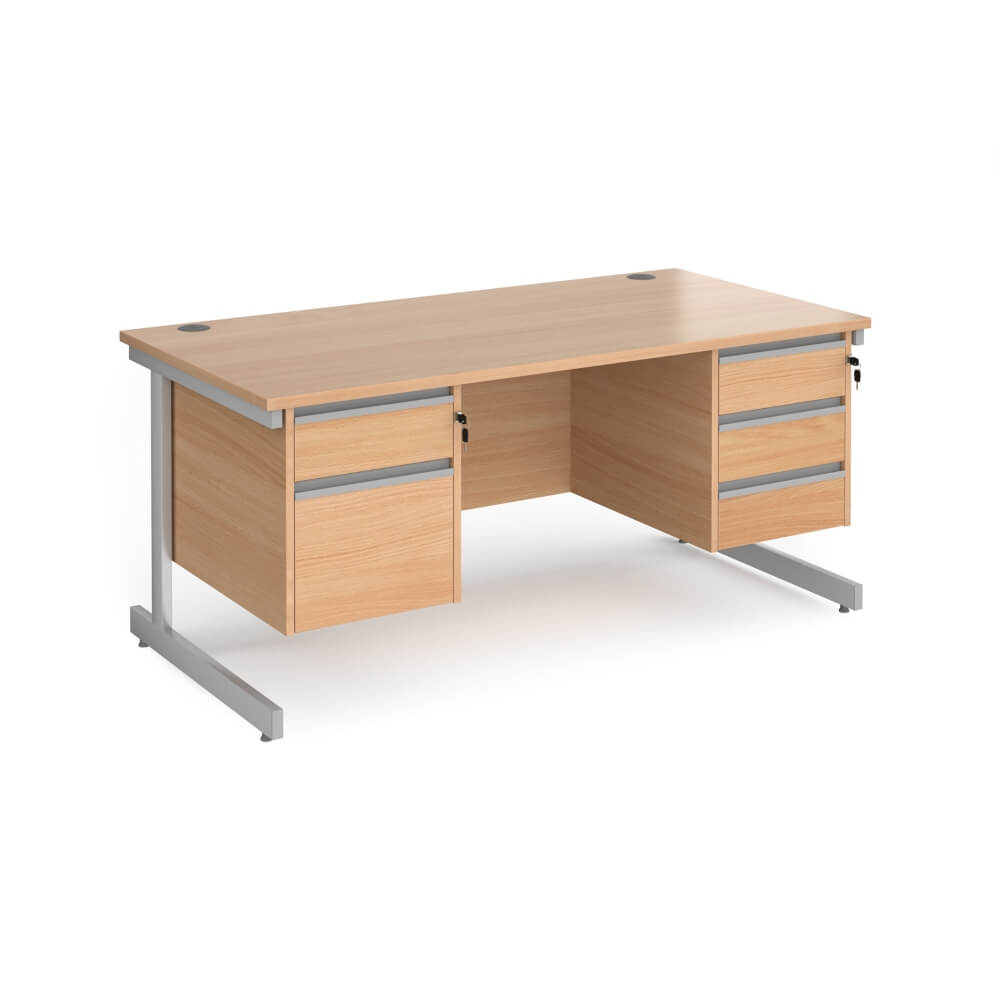 Contract 25 Cantilever Leg Straight Desk with 2 and 3 Drawer Pedestal