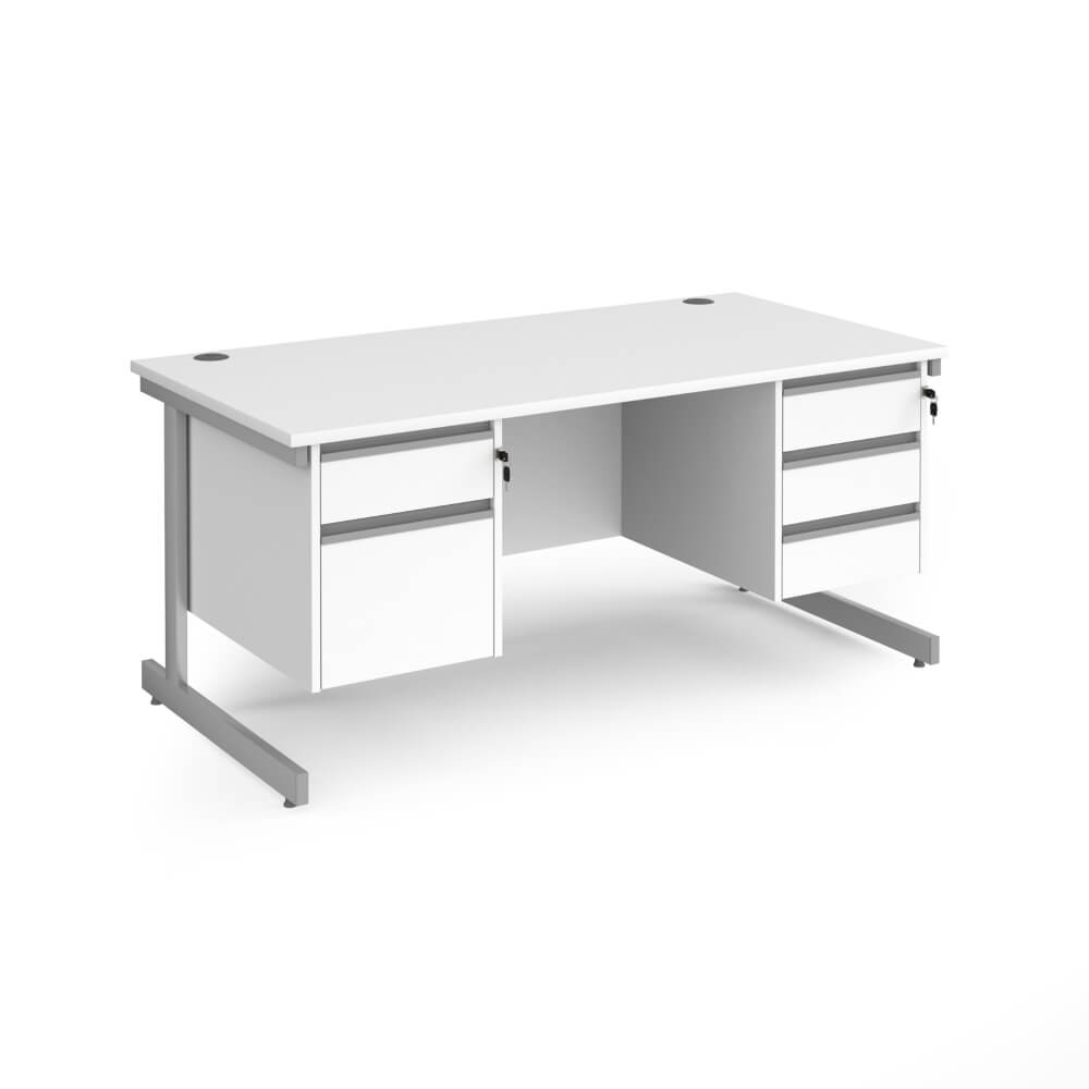 Contract 25 Cantilever Leg Straight Desk with 2 and 3 Drawer Pedestal