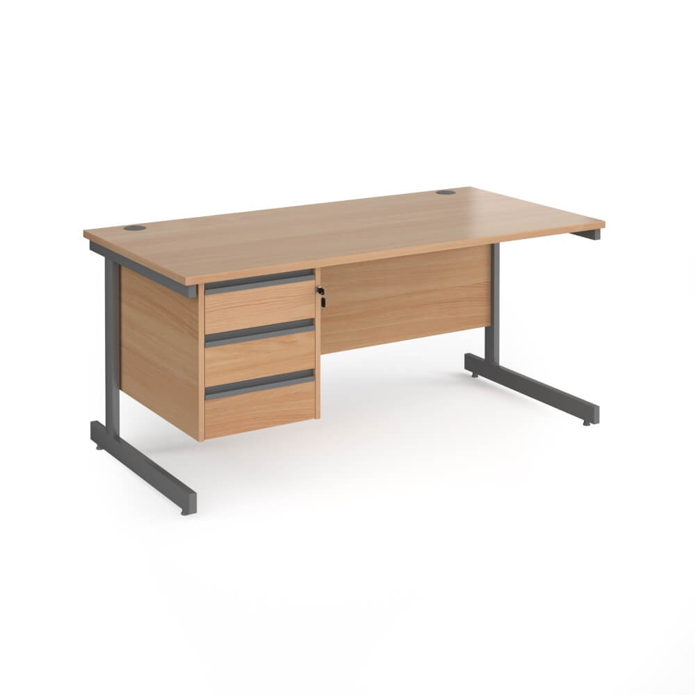 Contract 25 Cantilever Leg Straight Desk with 1 x 3 Drawer Pedestal