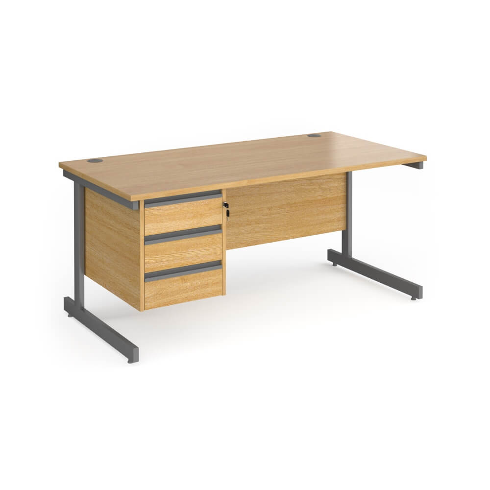 Contract 25 Cantilever Leg Straight Desk with 1 x 3 Drawer Pedestal