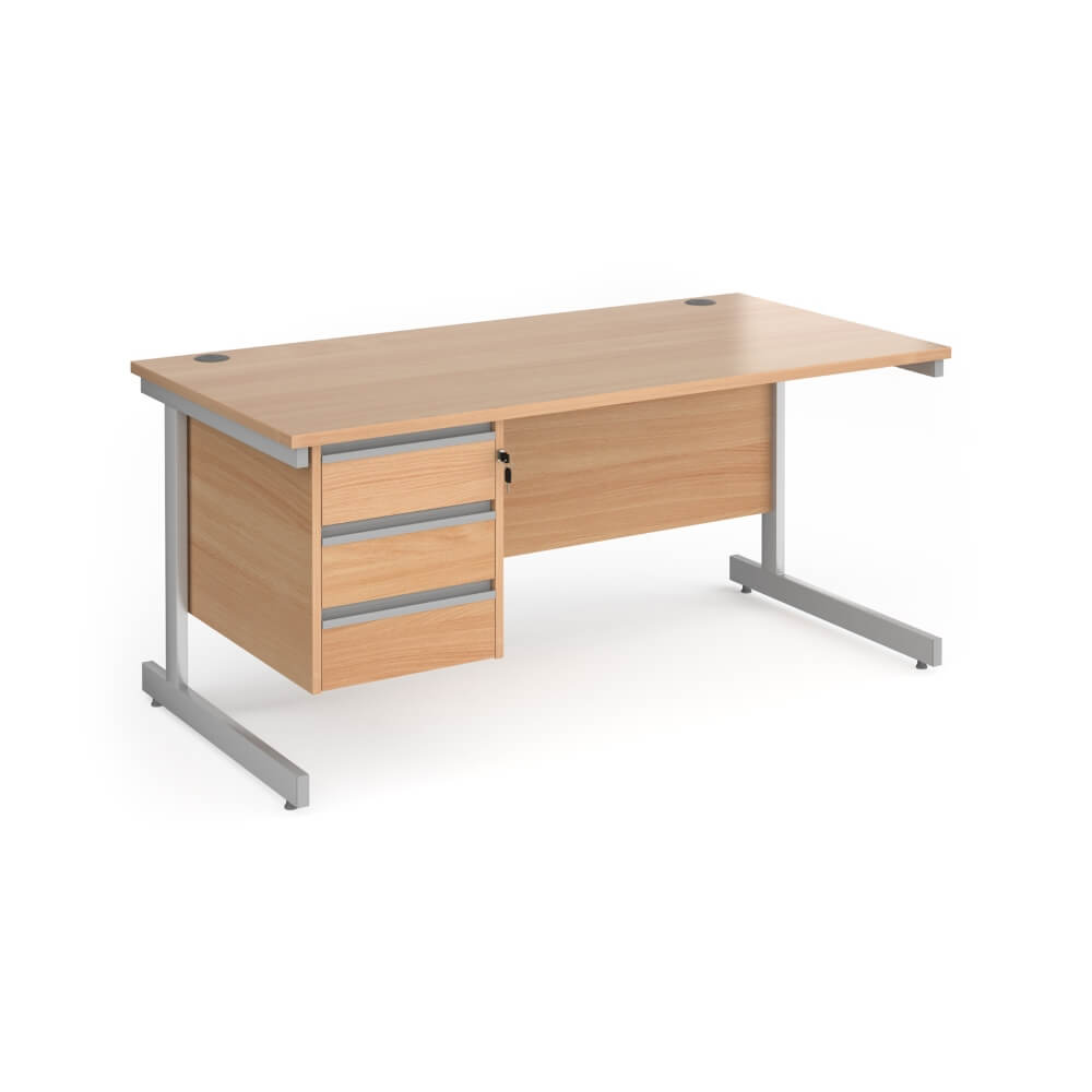 Contract 25 Cantilever Leg Straight Desk with 1 x 3 Drawer Pedestal