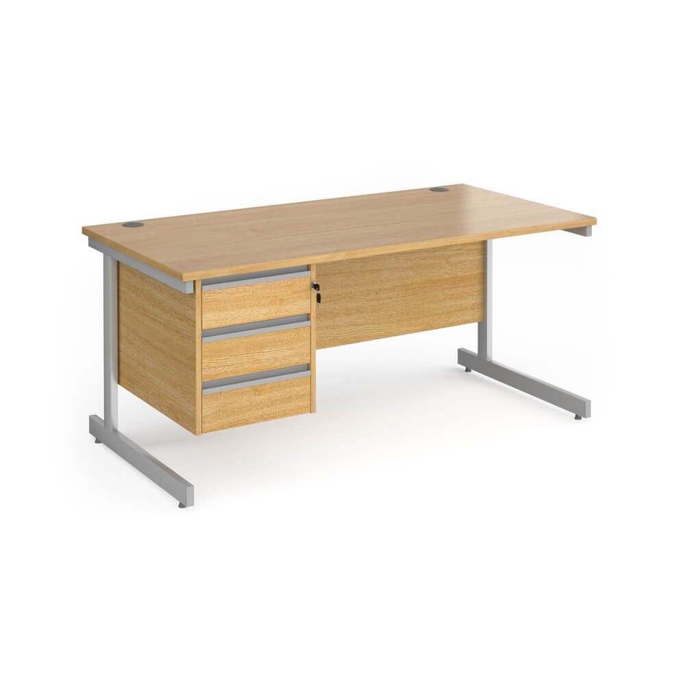 Contract 25 Cantilever Leg Straight Desk with 1 x 3 Drawer Pedestal