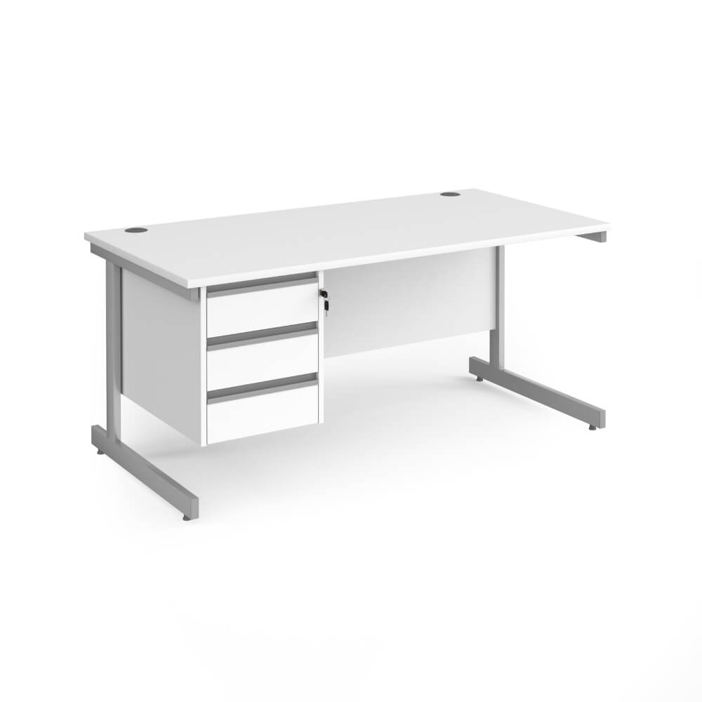 Contract 25 Cantilever Leg Straight Desk with 1 x 3 Drawer Pedestal
