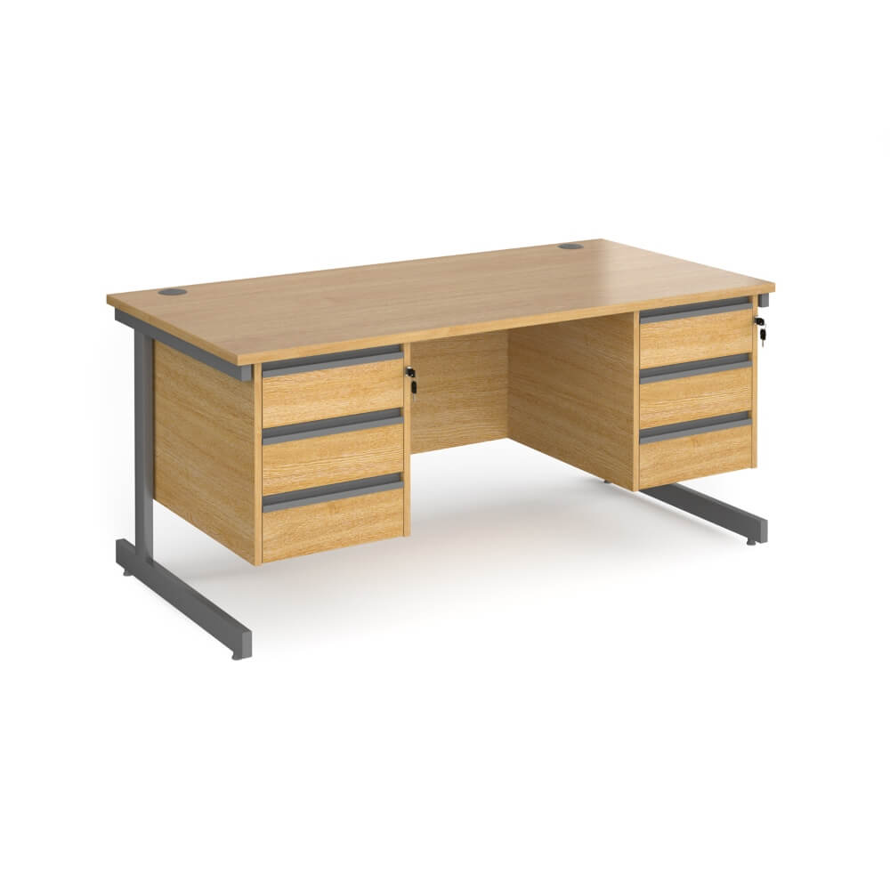 Contract 25 Cantilever Leg Straight Desk with 2 x 3 Drawer Pedestal