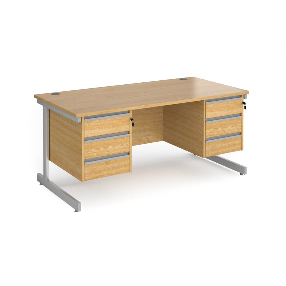 Contract 25 Cantilever Leg Straight Desk with 2 x 3 Drawer Pedestal