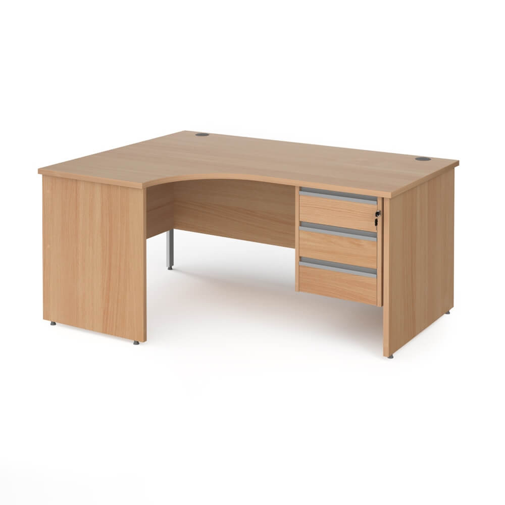 Contract 25 Panel Leg LH Ergonomic Desk with 3 Drawer Pedestal
