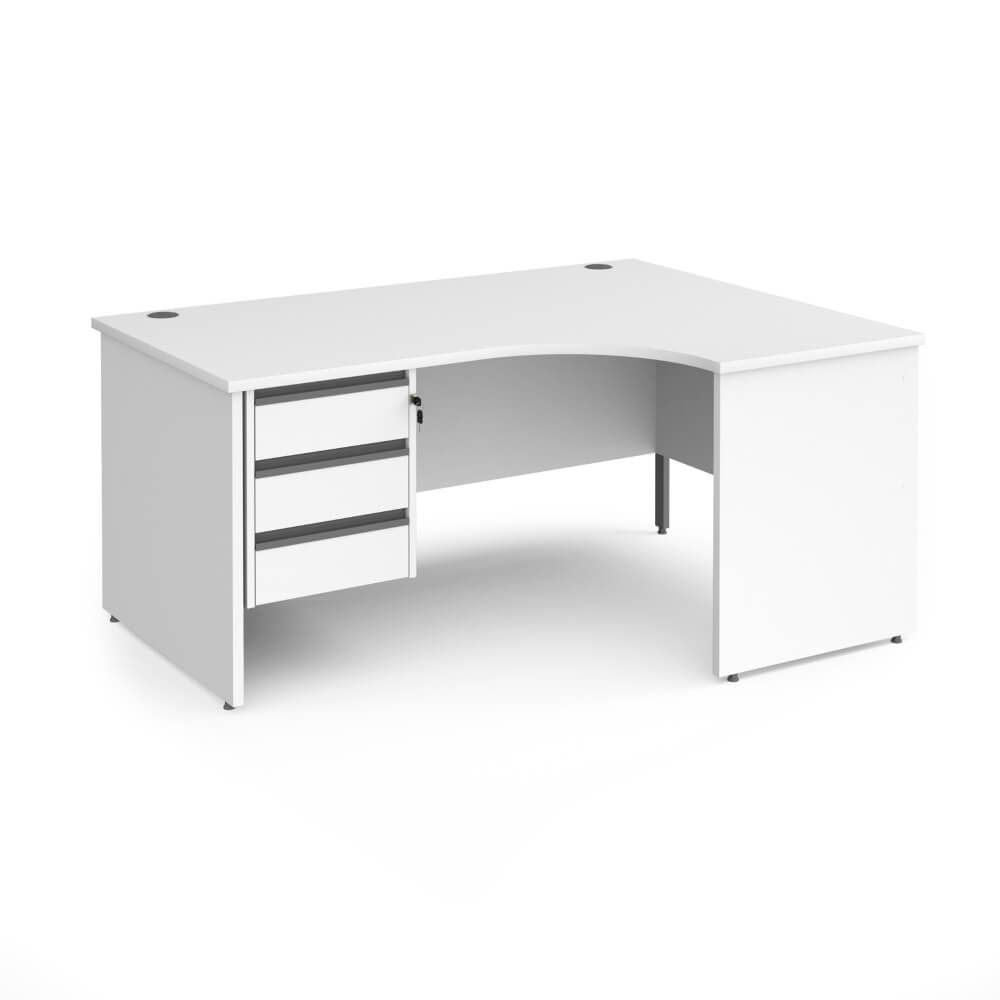 Contract 25 Panel Leg RH Ergonomic Desk with 3 Drawer Pedestal