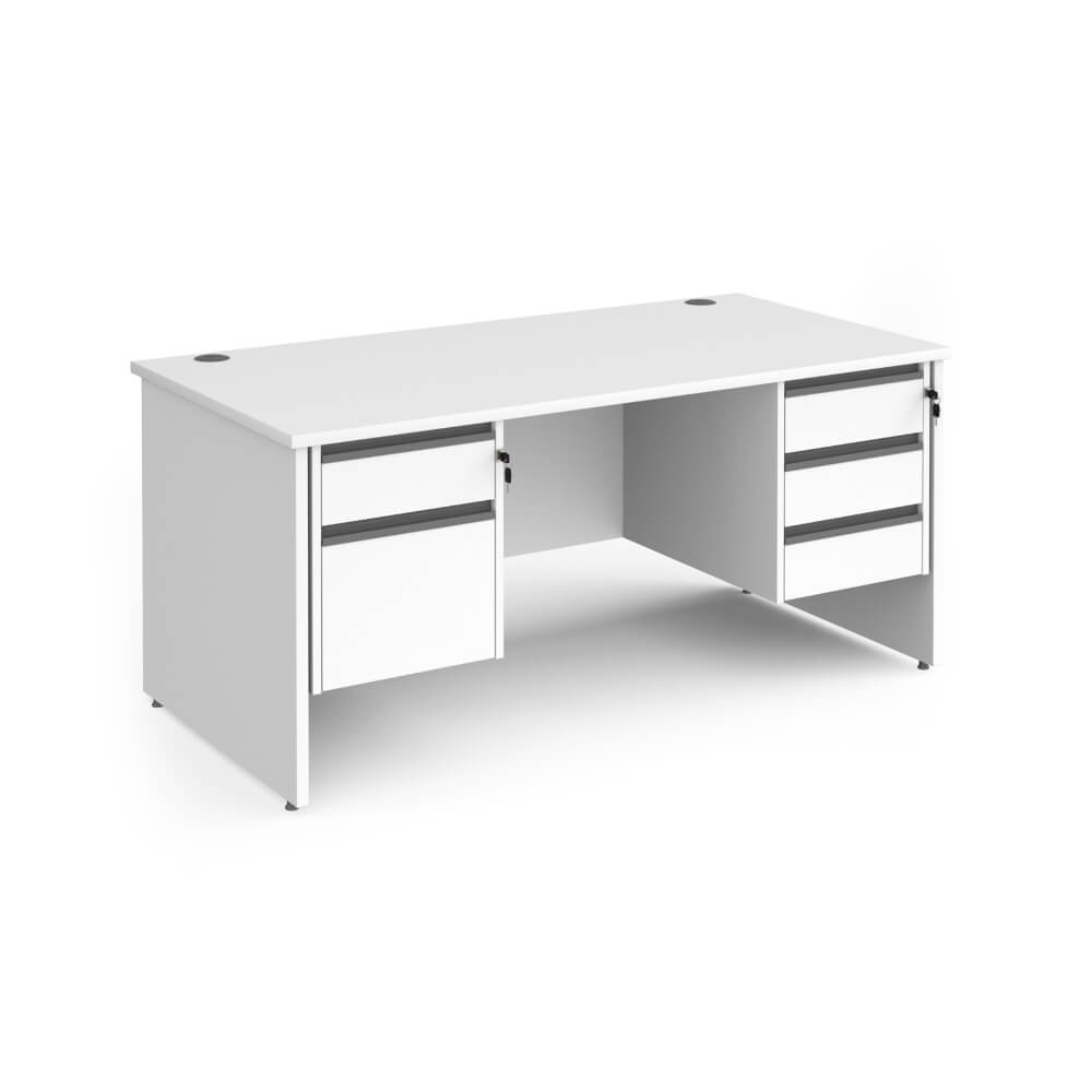 Contract 25 Panel Leg Straight Desk with 2 and 3 Drawer Pedestal