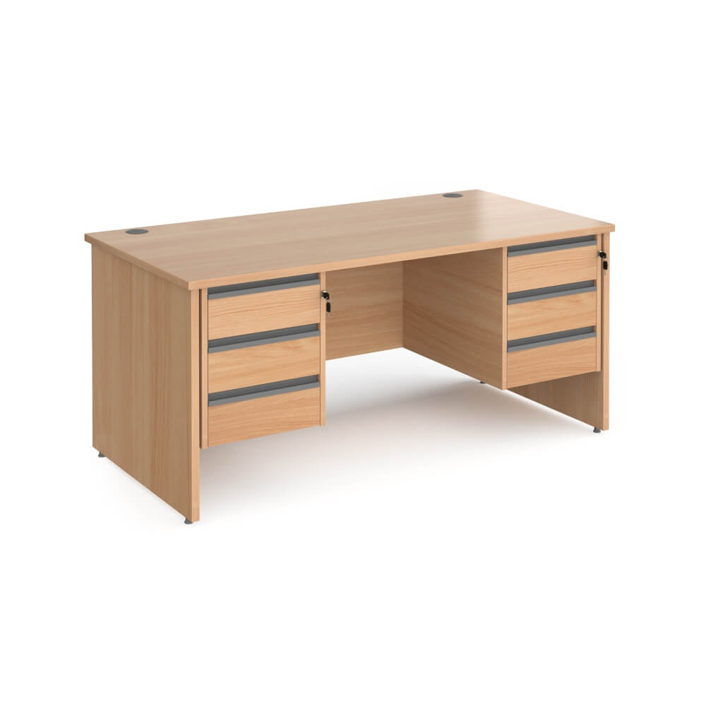 Contract 25 Panel Leg Straight Desk with 2 x 3 Drawer Pedestal