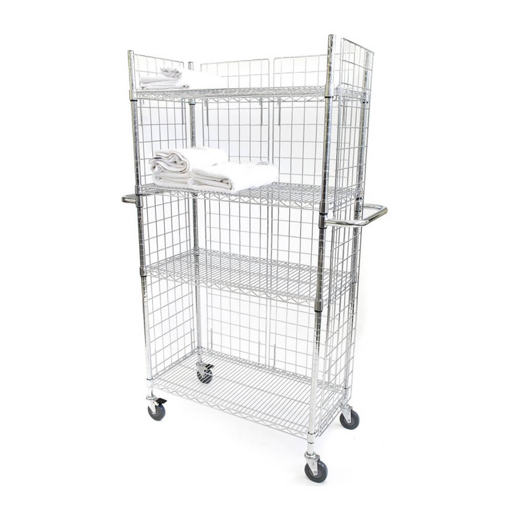 Chrome Wire Distribution Trolley with 4 Shelves