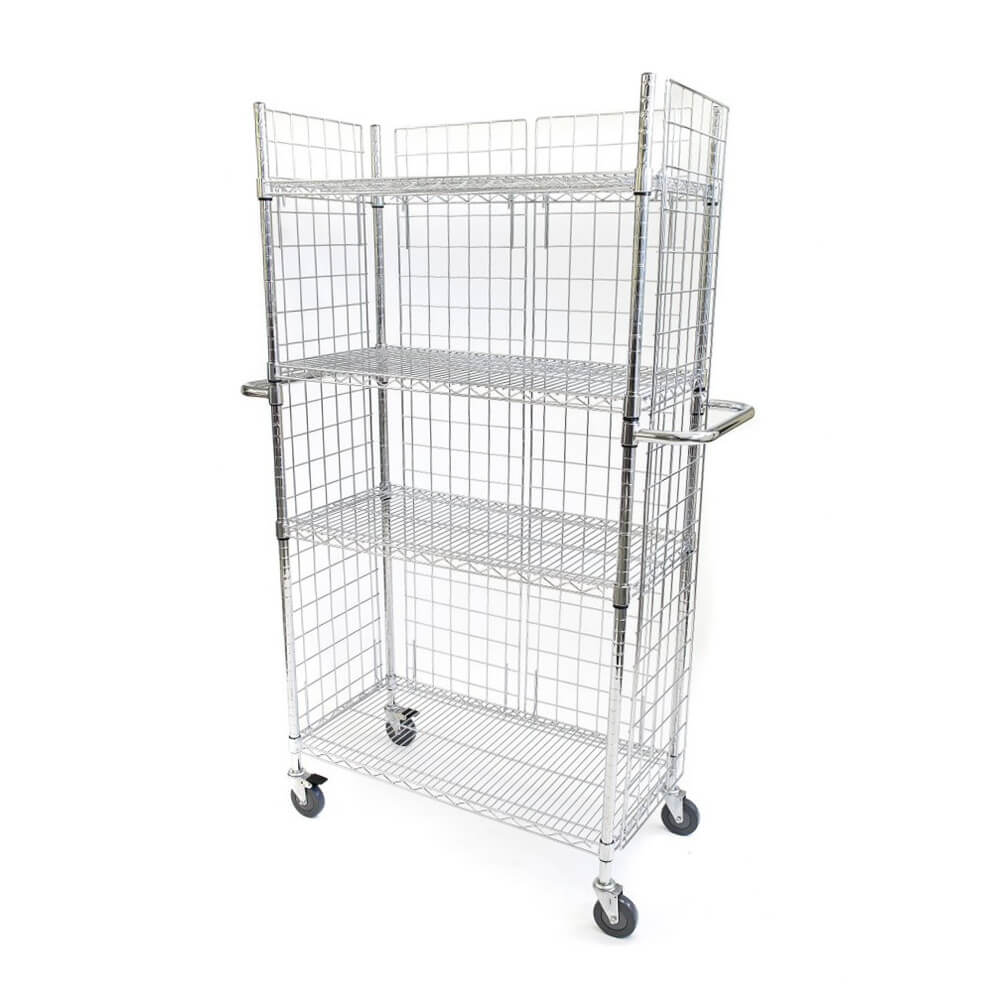 Chrome Wire Distribution Trolley with 4 Shelves