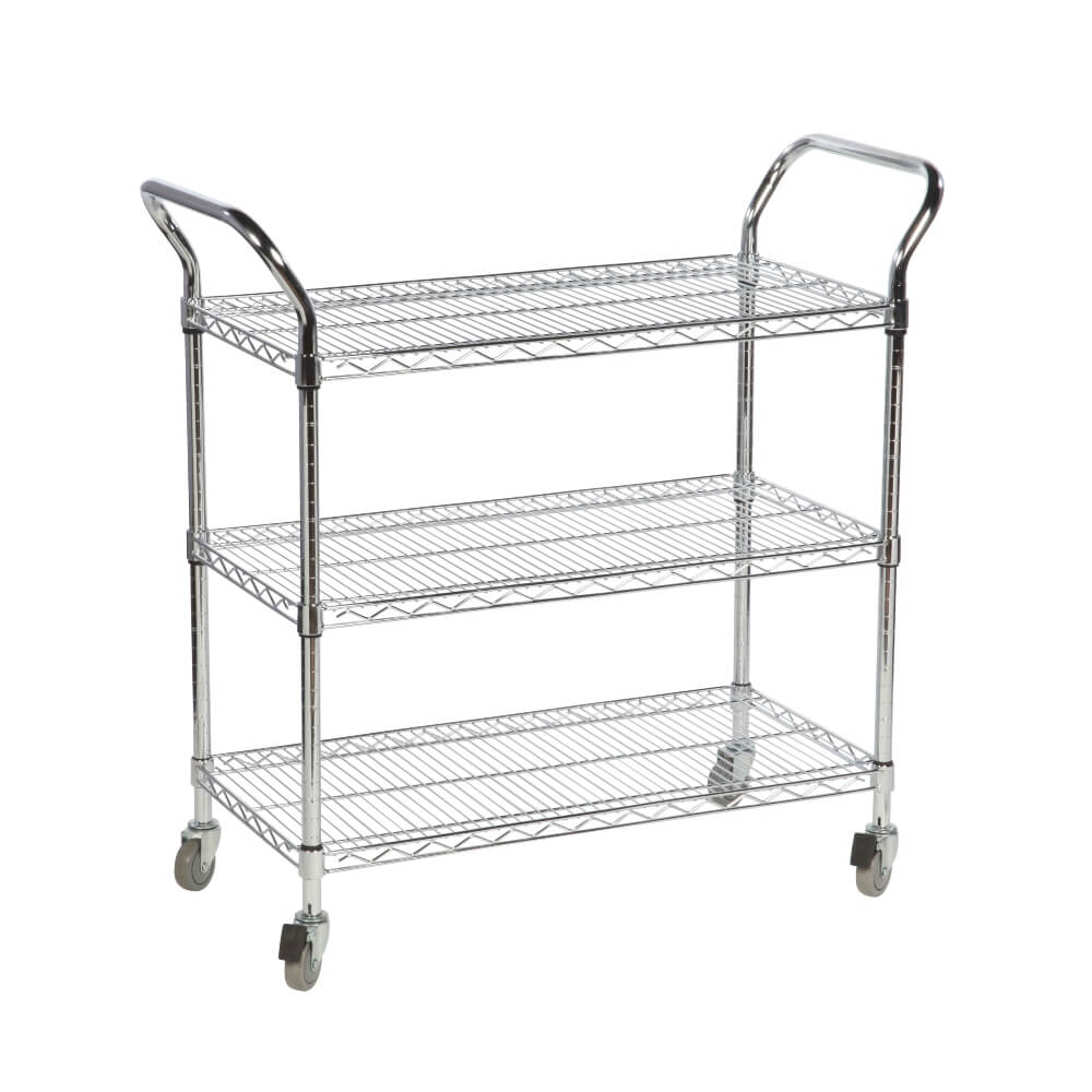 Wire Trolley 2 Tier Basket Shelves 210kg Capacity