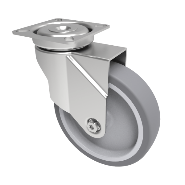 Rubber Swivel Castor Plate 75mm 60kg