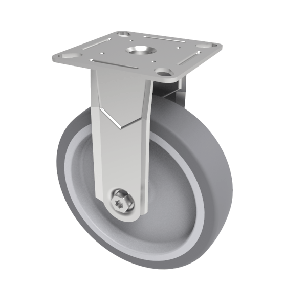 Rubber Fixed Castor Plate 100mm 70kg