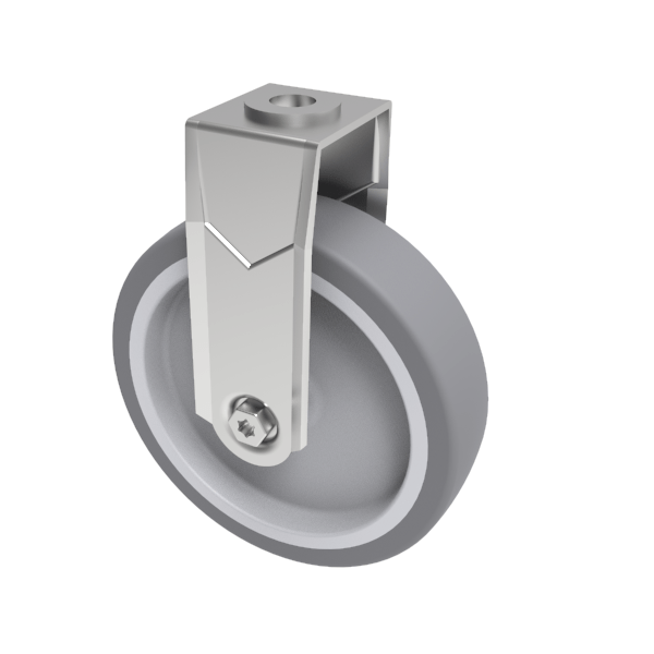 Rubber Fixed Castor Bolthole 75mm 60kg