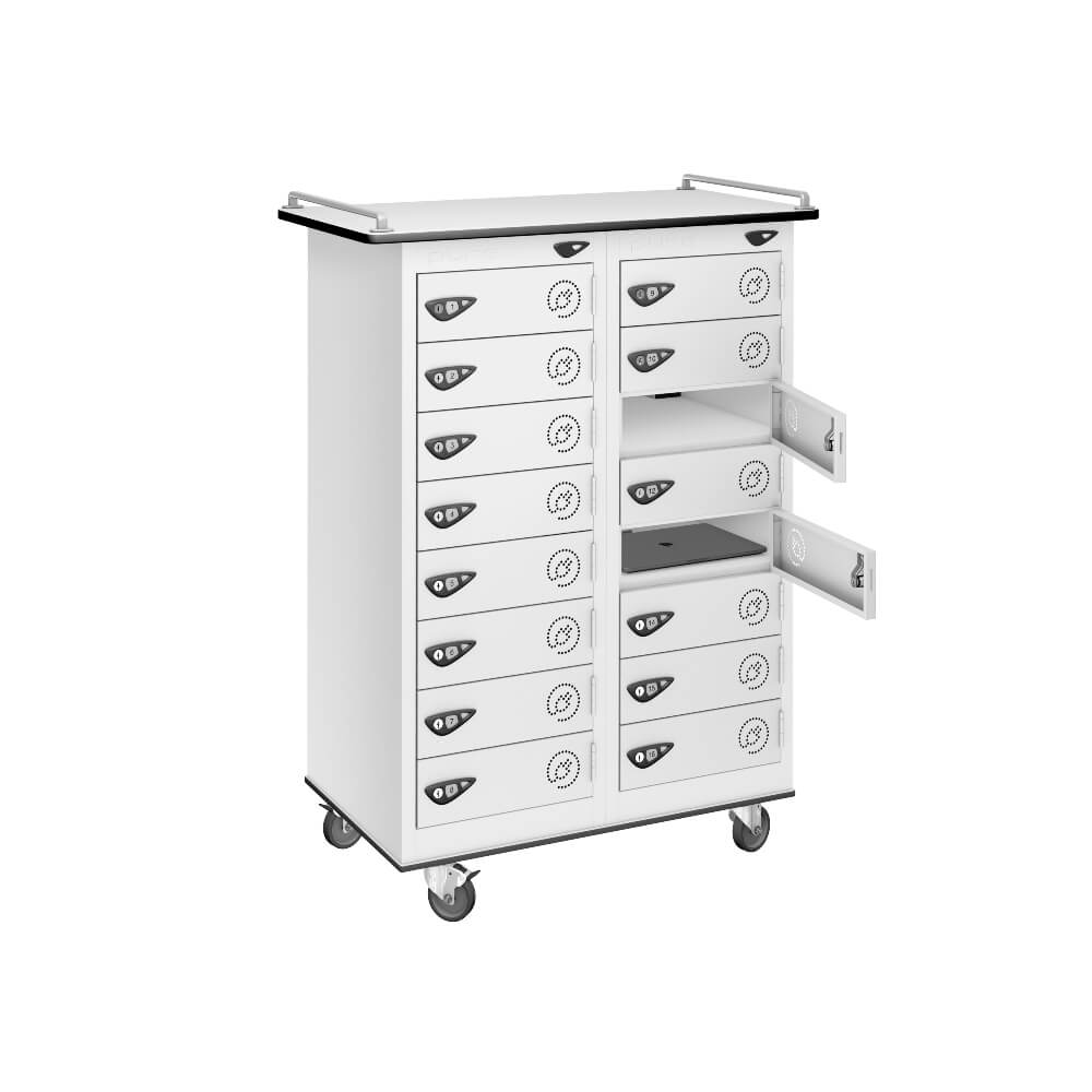 16 Compartment Laptop Charging Trolley with 16 Door Access