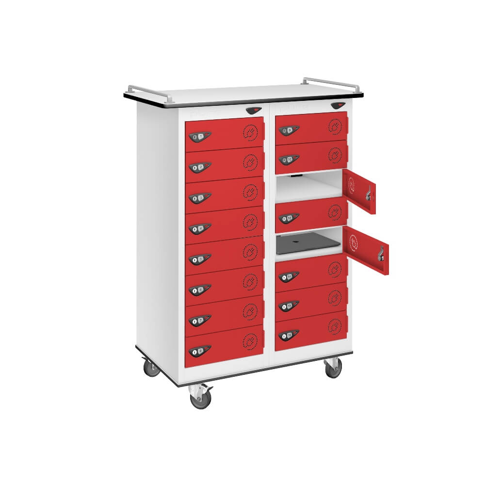 16 Compartment Laptop Charging Trolley with 16 Door Access