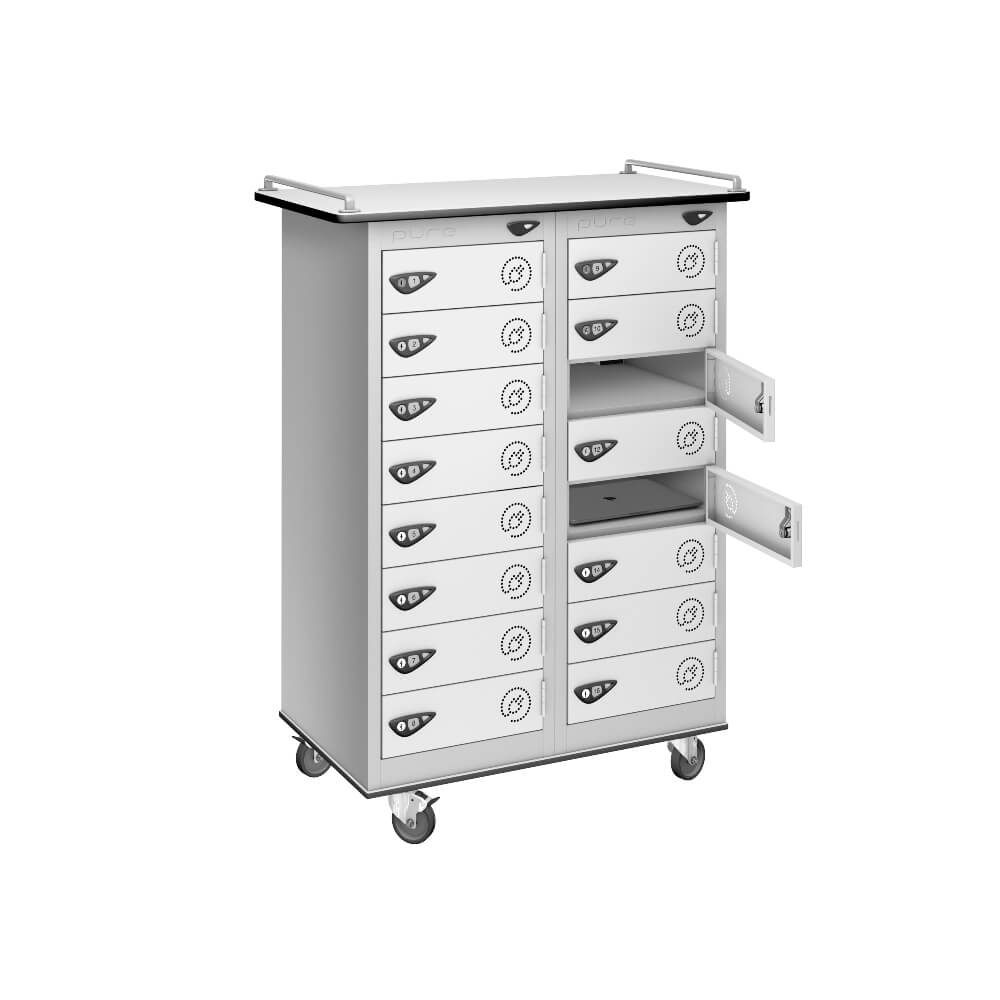 16 Compartment Laptop Charging Trolley with 16 Door Access