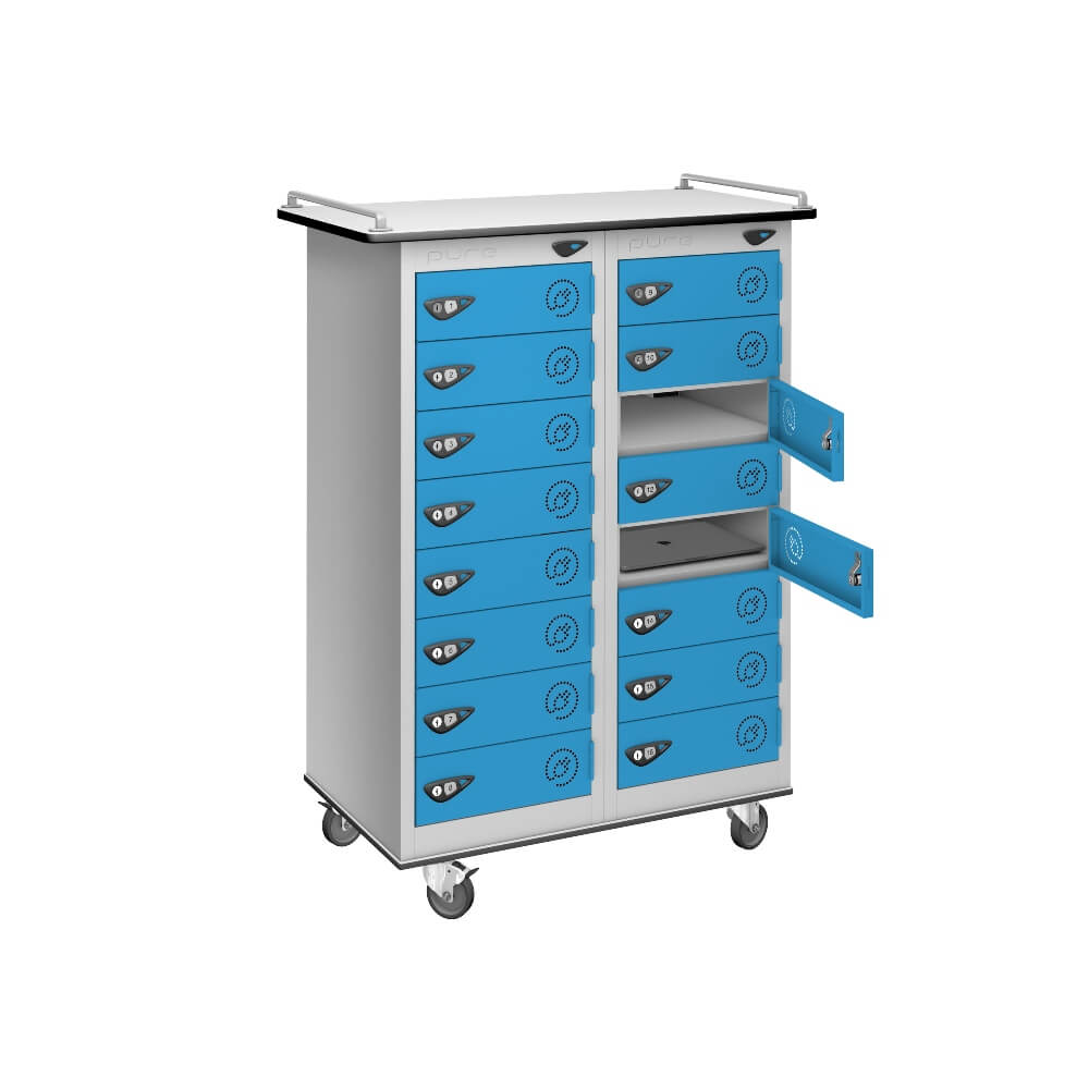 16 Compartment Laptop Charging Trolley with 16 Door Access