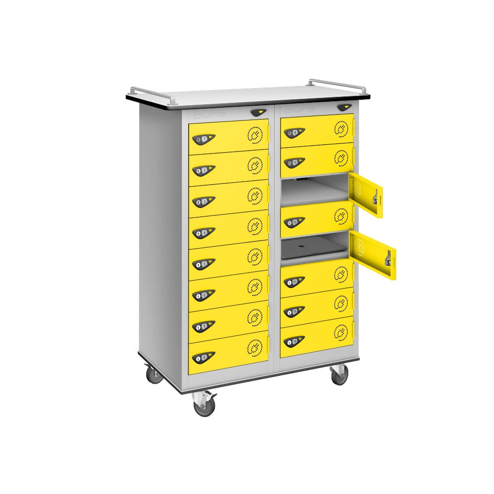 16 Compartment Laptop Charging Trolley with 16 Door Access