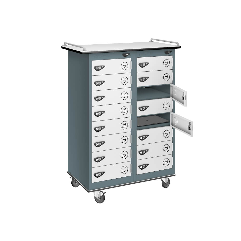 16 Compartment Laptop Charging Trolley with 16 Door Access