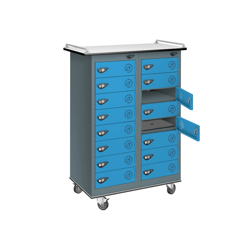 16 Compartment Laptop Charging Trolley with 16 Door Access