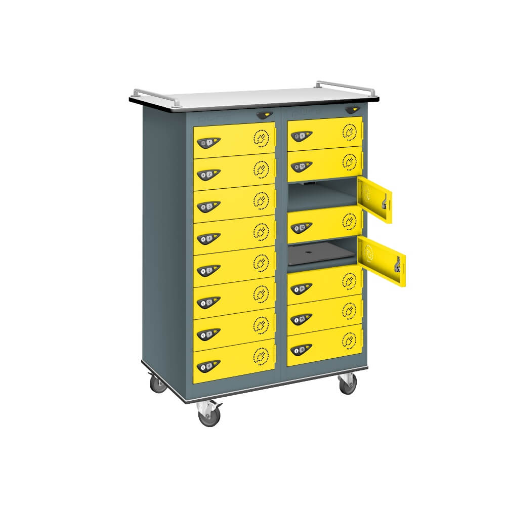 16 Compartment Laptop Charging Trolley with 16 Door Access