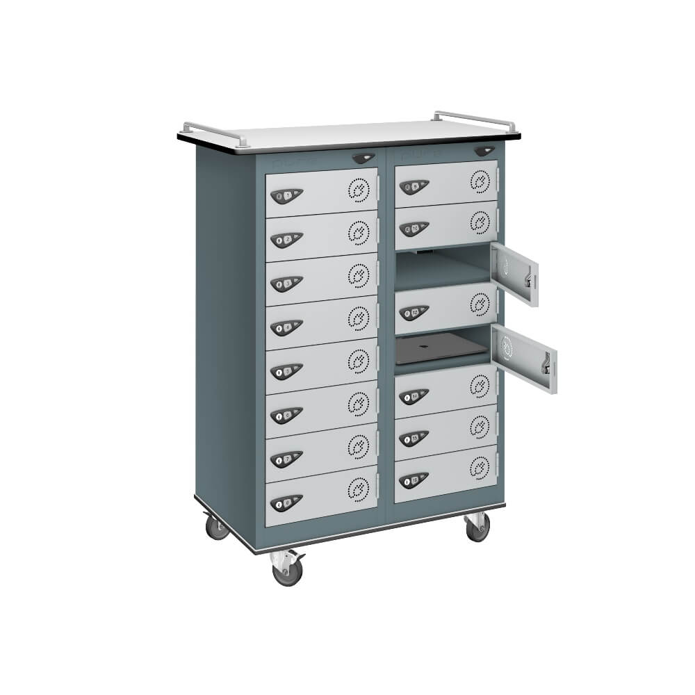 16 Compartment Laptop Charging Trolley with 16 Door Access