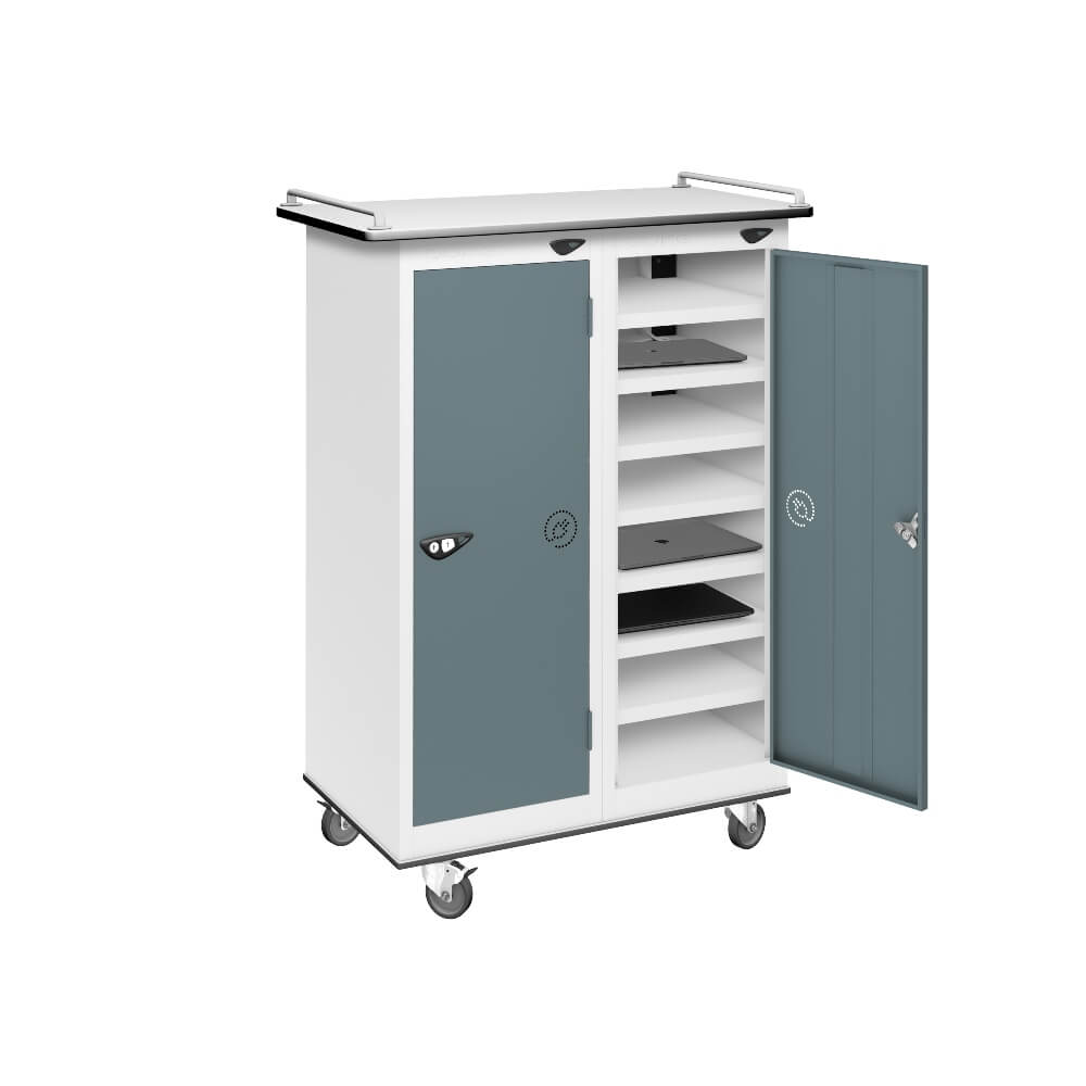16 Compartment Laptop Charging Trolley with 2 Door Access