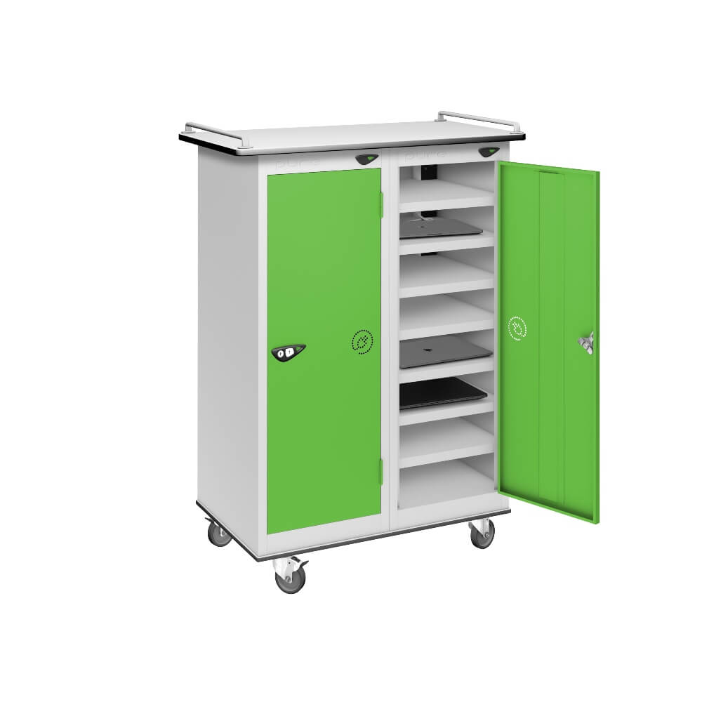 16 Compartment Laptop Charging Trolley with 2 Door Access