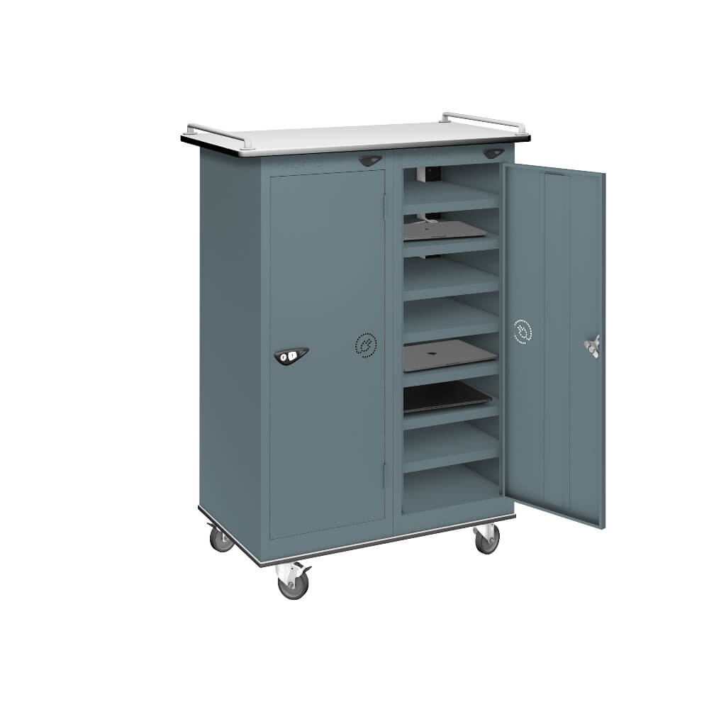 16 Compartment Laptop Charging Trolley with 2 Door Access