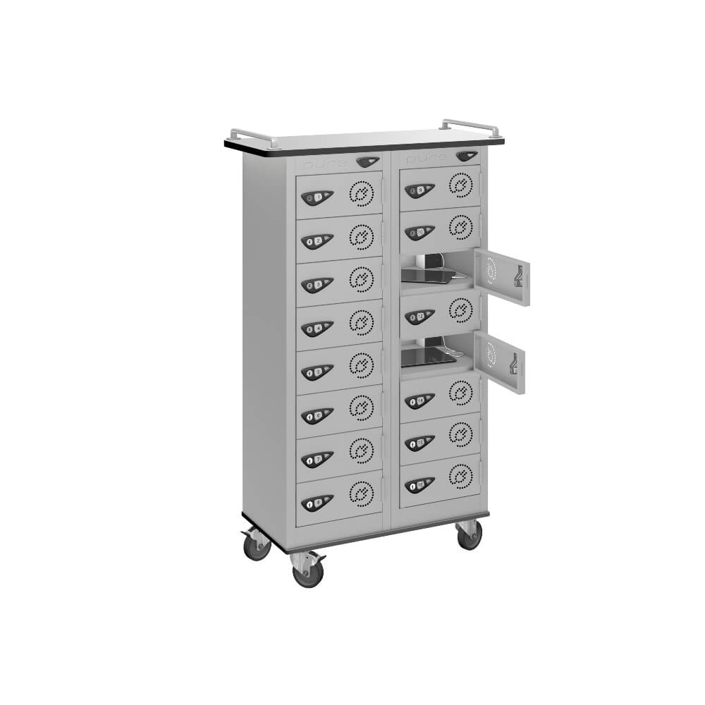 16 Compartment Tablet Charging Trolley with 16 Door Access
