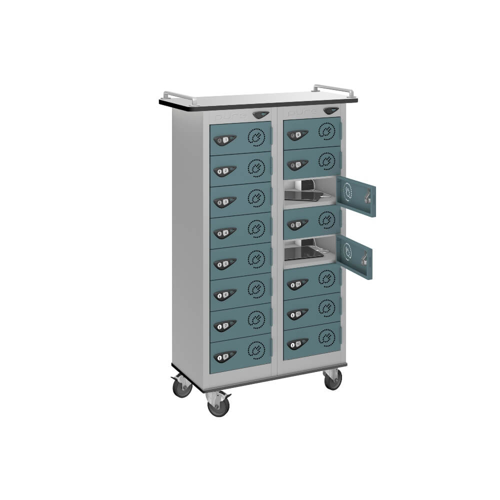 16 Compartment Tablet Charging Trolley with 16 Door Access