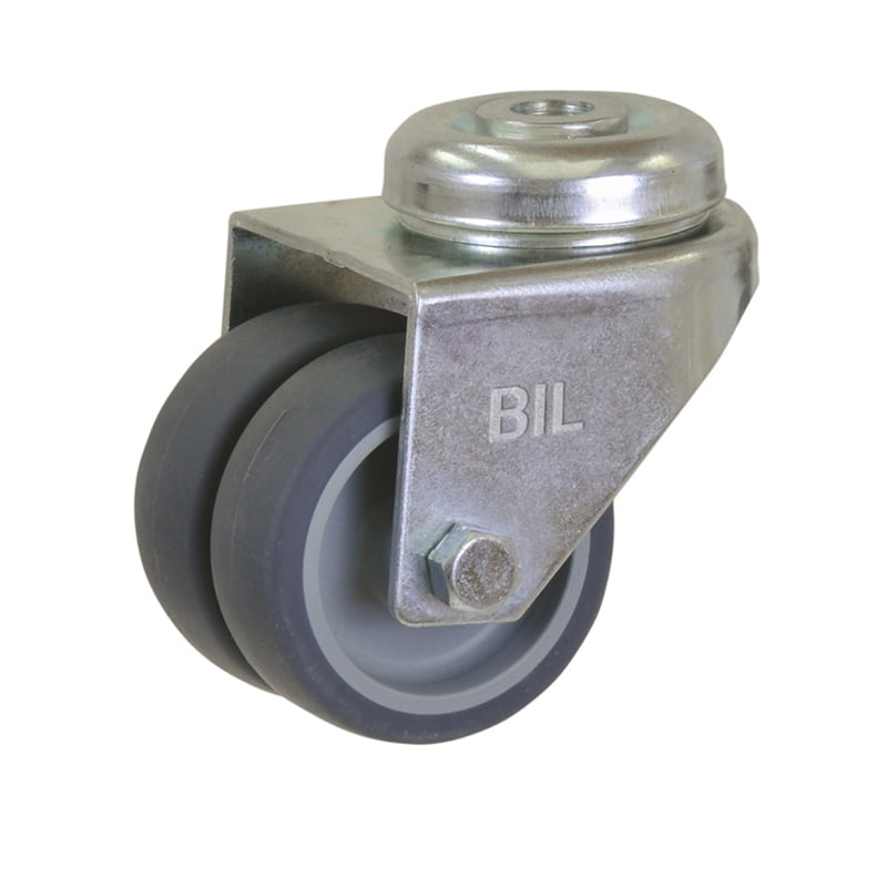Electrically Conductive Rubber Bolt Hole Swivel Castor 75mm 80kg Load
