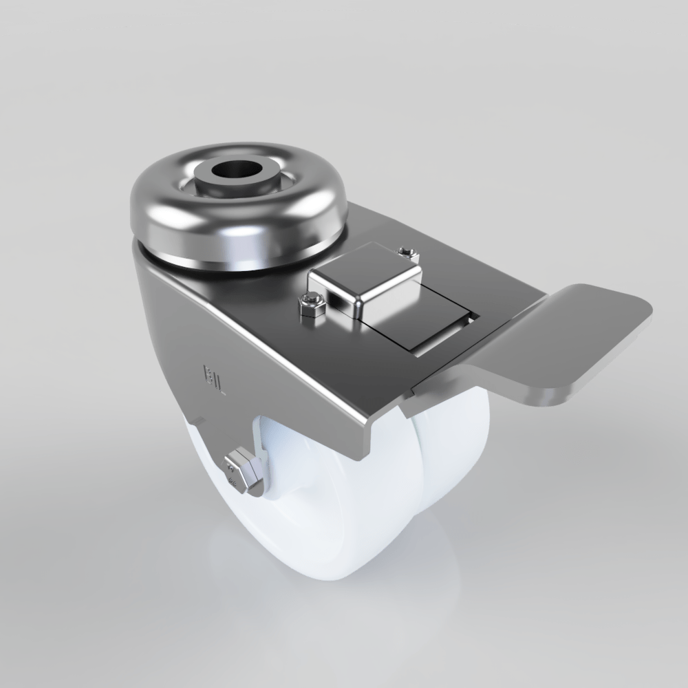 Nylon Bolt Hole Swivel Castor Brake 75mm 100kg Load