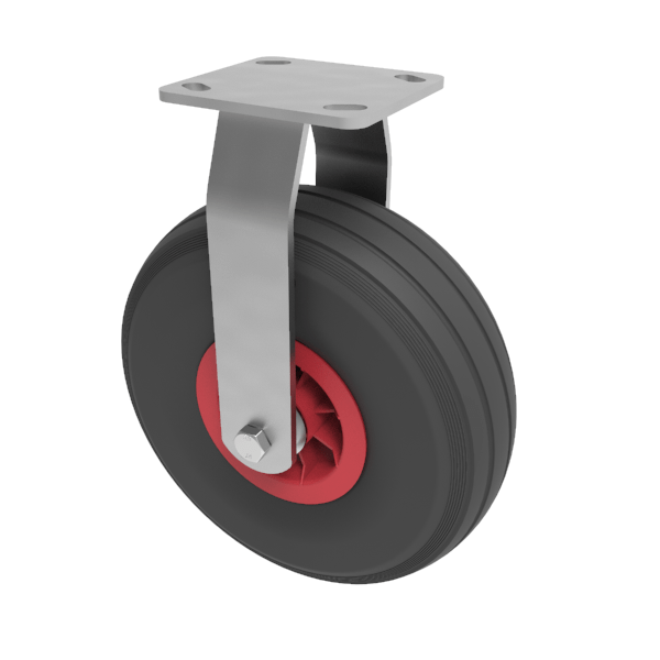 Puncture Proof Polyurethane Plate Fixed Castor 260mm 100kg Load
