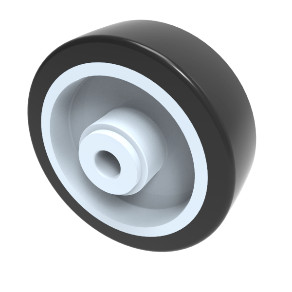 Soft Black Polyurethane Nylon 100mm Plain Bearing Wheel 250kg Load