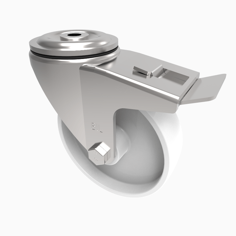 Nylon Bolt Hole Swivel Castor Brake 125mm 300kg Load