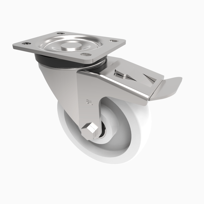 Nylon Plate Swivel Castor Brake 125mm 500kg Load