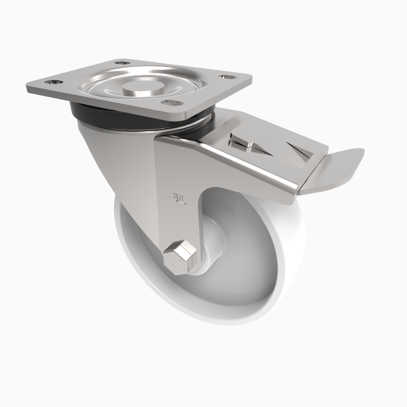 Nylon Plate Swivel Castor Brake 125mm 300kg Load